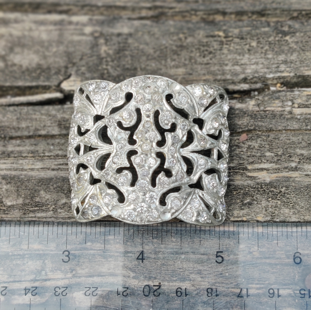 Rare Vintage Art Deco Paste Stones Shoe Buckle Clips - Picture 8 of 12